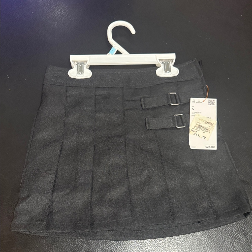French Toast Black Mini Skirt with Buckles